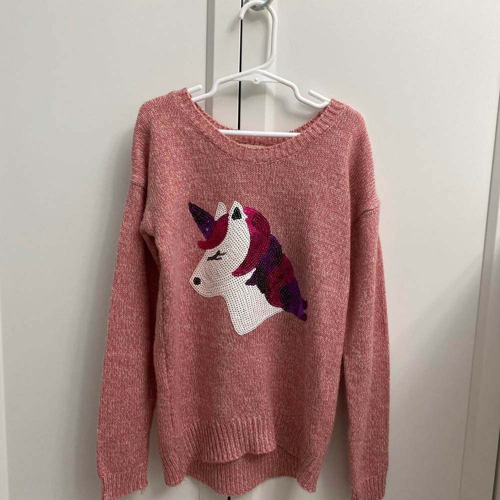 Girl Pink Unicorn Sweater